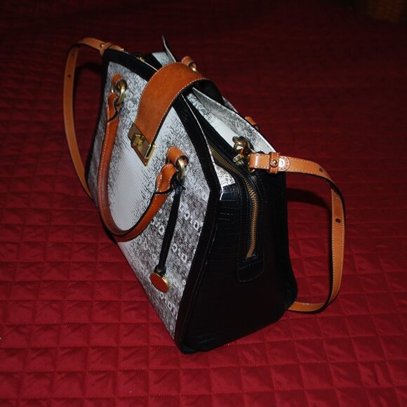 Brahmin Oxford Leather Satchel in Natural Bernini - Picture 4 of 12